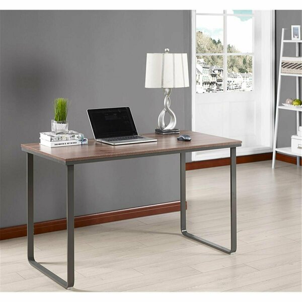 D2D Technologies 59 x 47 x 24 in. Wood & Metal Desk - Brown & Gray D22998354